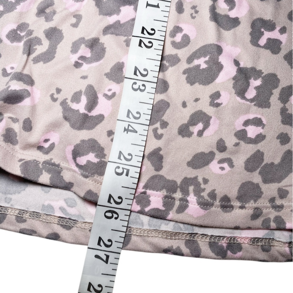 Cuddl Duds Pink and Tan Leopard Button Down Pajama Top - Picture 11 of 12